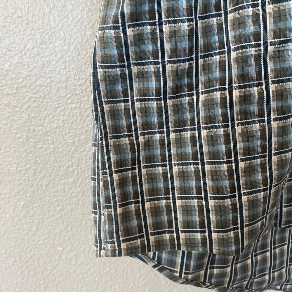 Nordstrom Men's Blue Green Plaid Short Sleeve Button Down Shirt Logo XL - Picture 4 of 12